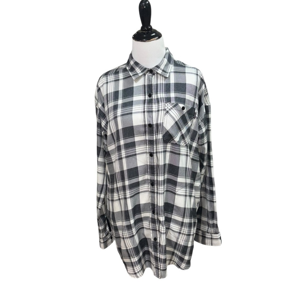 Burton Men's S Small Button Down Shirt Long Sleeve Plaid Polyester Snap Buttons